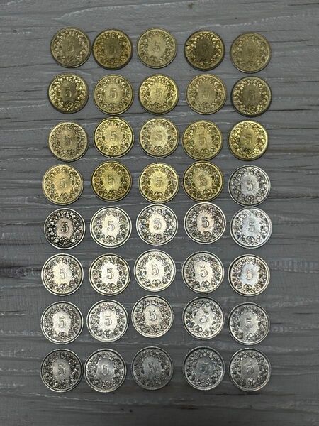 6月2日掲載終了 スイスフラン 5ラッペン硬貨40枚 スイス硬貨