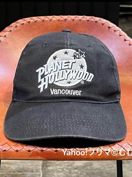 【90s VINTAGE】planet hollywood 1995プラネットハリウッド台湾製 6パネル帽子キャップ黒ヴィンテージ