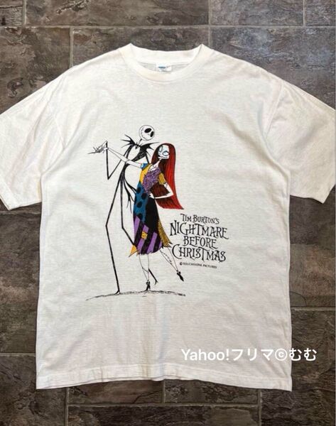 【90s VINTAGE】 未使用 Disney ナイトメア 非売品 ジャック&サリー 映画ムービーTシャツ白sizeL/SEGA