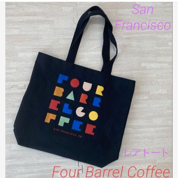 サードウェーブコーヒーショップFour Barrel Coffee トートバッグ キャンバス 黒 ブラック