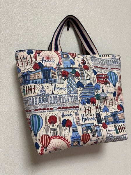 ハロッズ 背面ラミネート トートバッグ ハンドメイド