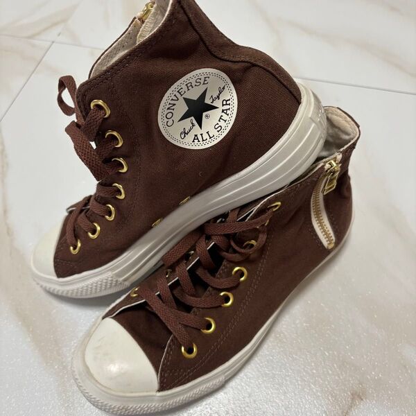 コンバース CONVERSE ハイカットスニーカー サイドジップ ブラウン スニーカー ハイカット