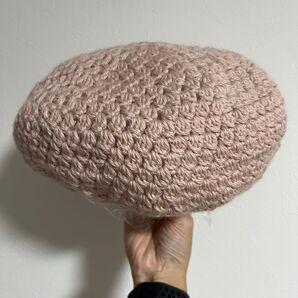 《土日SALE》ハンドメイド 薄ピンク かぎ針編み ベレー帽