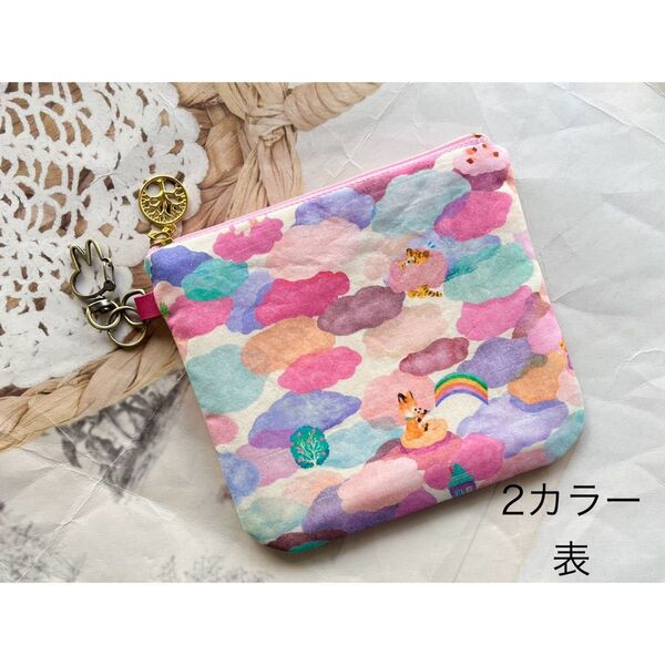 ☆ハンドメイド☆ yukiemon くもあられ 2カラー 少し大きめ ミニポーチ ナスカン付