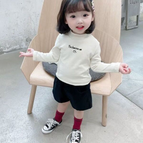 トップス Tシャツ インナーシャツ 伸縮性 キッズ 柔らかい 刺繍 かわいい 110cm