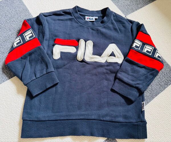 子ども服 トップス FILA ネイビー トレーナー 110cm 長袖 キッズ スウェット ロゴ
