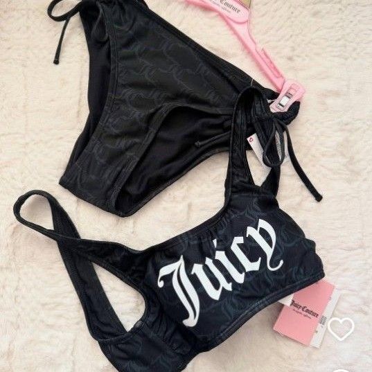 【アメリカ限定】JuicyCouture レディース水着 ビキニセット タンキニ 黒 M ジューシークチュール おしゃれ 可愛い