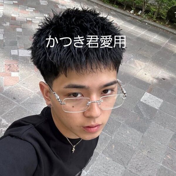 【人気】リムレス ジャガー 伊達メガネ シルバー かつき君愛用 y2k 韓国 おしゃれ