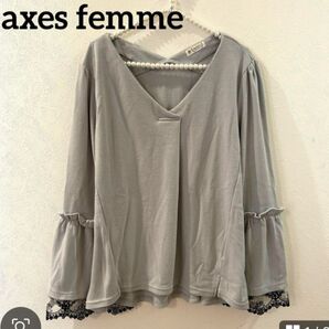axes femme アクシーズファム 繊細レース フレアスリー カットソー