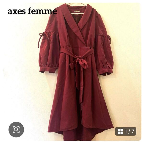 axes femme アクシーズファム カシュクール襟ワンピース