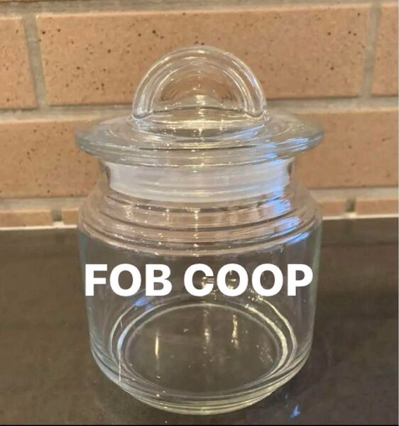 FOB COOP ガラス製 キャニスター ガラスジャー ガラスポット 中 ガラス瓶 アンティーク レトロ 蓋付 保存瓶 フランス