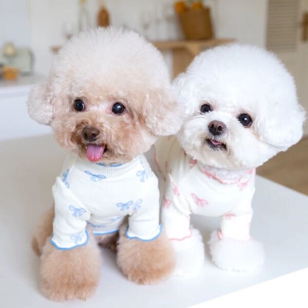 【新品】可愛いリボンフリルトップス 犬服 ドッグウェア Sサイズ Mサイズ Lサイズ ピンク ペット服 小型犬