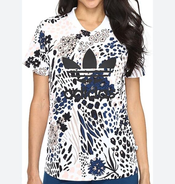adidas アディダス Women's Allover Print T-Shirt ロゴ 花柄 プリント Tシャツ サイズL