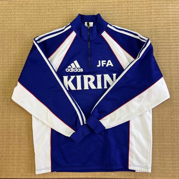 adidas JFA KIRIN ハーフジップアッププルオーバー スポンサー ロゴあり ビンテージ 麒麟 日本代表 レア物