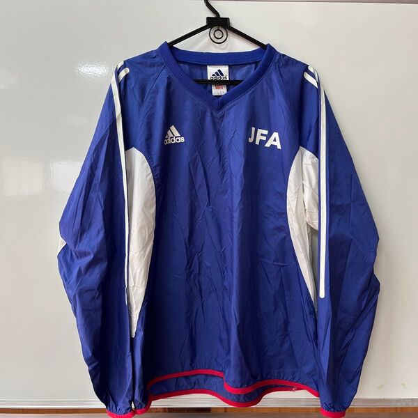 adidas 日本代表 ピステ Lサイズ ブルー JFA サッカー スポーツウェア ビンテージ 3本ライン コーチスタッフ