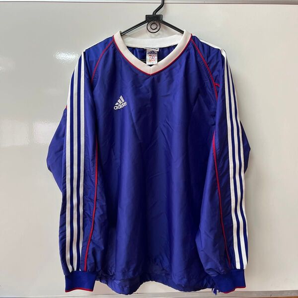 adidas ピステ Lサイズ ブルー系 スポーツウェア ビンテージ 古着 日本代表 JAPAN 3本ライン ウィンドブレーカー