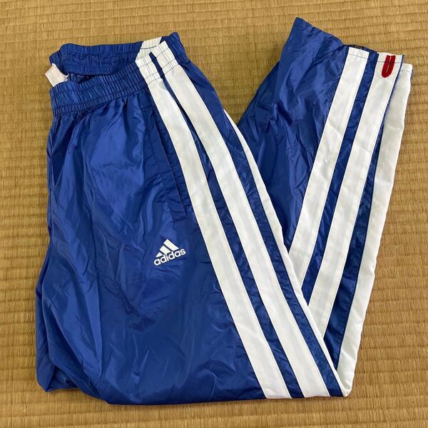 adidas ピステパンツ パンツのみ ウィンドブレーカー シャカシャカパンツ ブルー メンズ ビンテージ 3本ライン 練習着