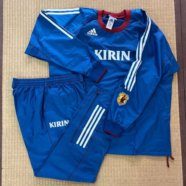 adidas KIRIN サッカー日本代表 ピステ 上下セット Oサイズ ブルー ビンテージ JFA ロゴ入り