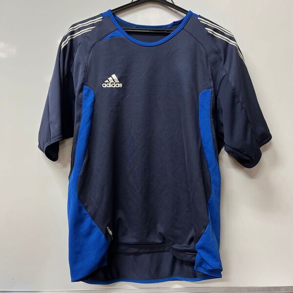 adidas プラクティスウェア 練習着 トレーニングウェア ネイビー×ブルー メンズ 半袖 裏地インナーあり