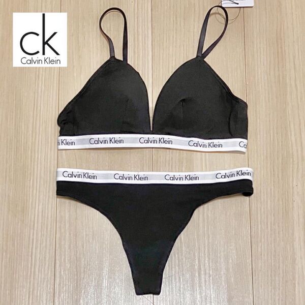 【正規品】カルバンクライン ブラ Tバック セット ブラック S ブラショーツセット Calvin Klein 上下セット