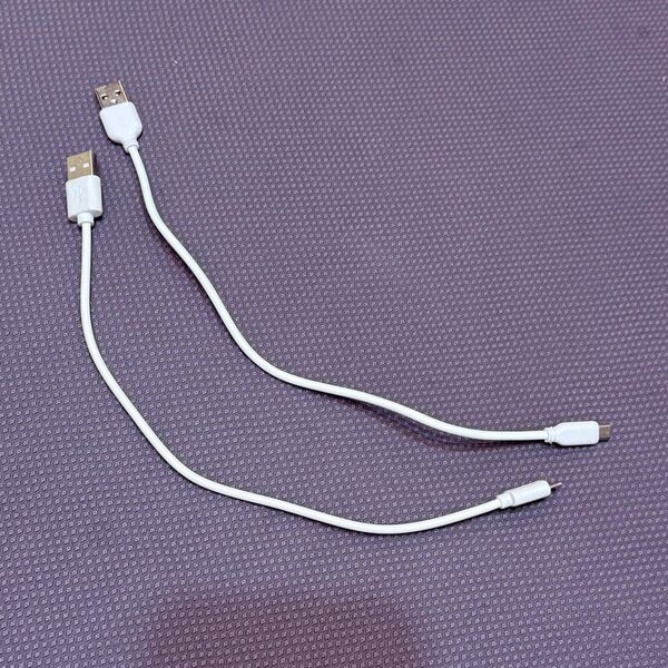 USB micro-B (= micro USB tyre-B)充電ケーブル 短め 30cm 白 2本 通電確認済み