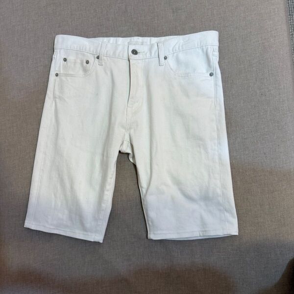 ユニクロ UNIQLO ホワイト デニム ハーフパンツ メンズ W33(84cm)