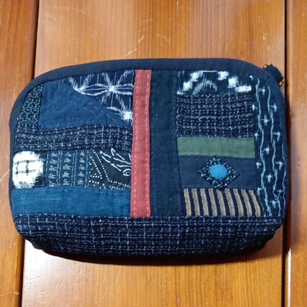 手作り古布・絣のポーチ(お薬手帳に!)