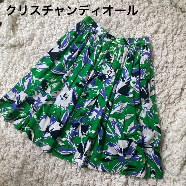 Christian Dior/floral flare skirt クリスチャンディオール 花柄 フレア スカート 膝下 L 花柄