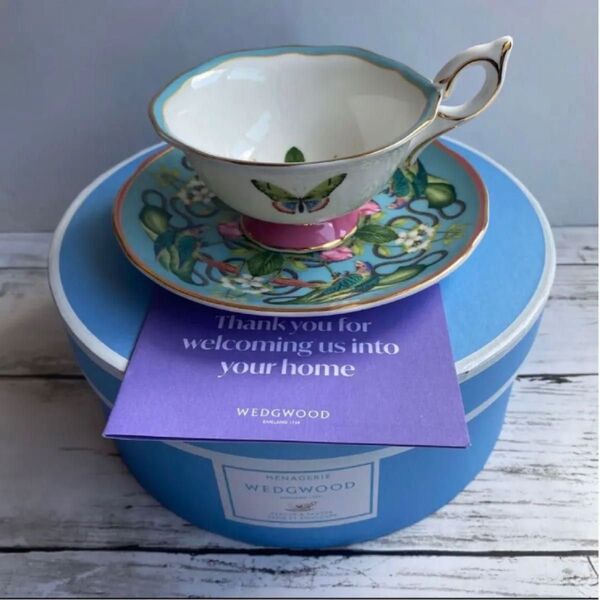 お値下げしました!WEDGWOOD ウェッジウッド ワンダーラスト 「メナジェリィ」カップ&ソーサー 専用BOX入り