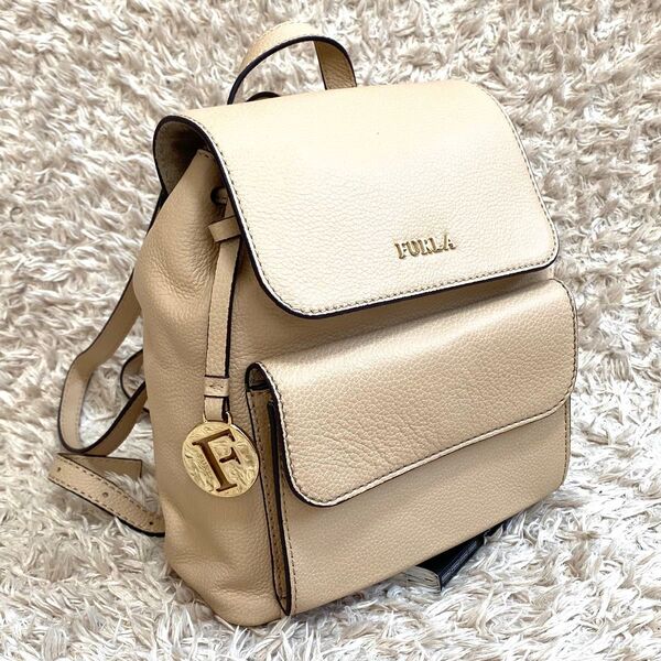 極美品 FURLA フルラ ミニリュック レザー 巾着 ベージュ リュック リュックサック