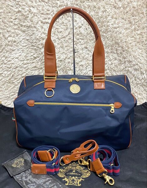 極美品 オロビアンコ ボストンバッグ 3way 旅行バッグ レザー&ナイロン ショルダーバッグ 牛革 大容量 本革