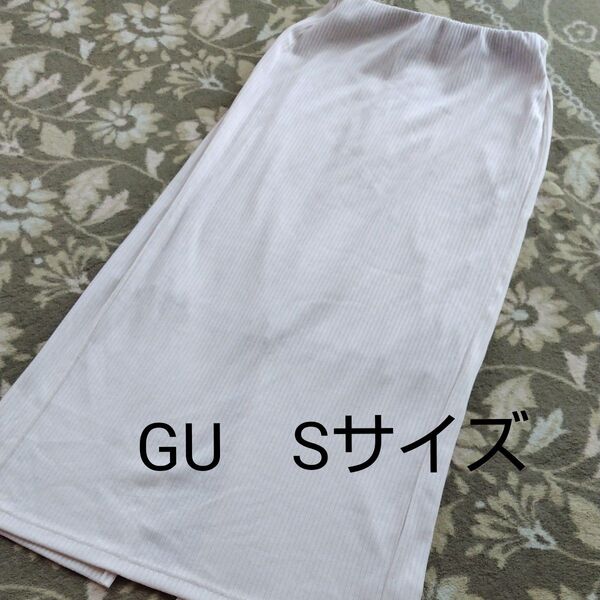 GU リブナローミディスカート S ホワイト 春 夏
