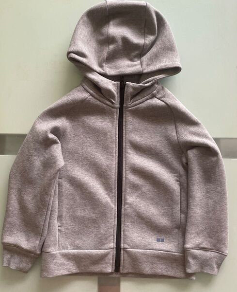 ユニクロ UNIQLO キッズ ウルトラストレッチ ドライスウェットフルジップアップパーカー グレー 110 フード付き