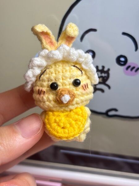 No14.うさぎキーホルダー ハンドメイド 編みぐるみ ふわふわ ストラップ