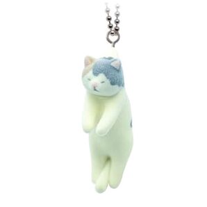 ガチャ つまんだ動物たち つままれるねこ ミケ猫 フロッキー加工 ミニチュアフィギュアキーホルダー マスコットチャーム