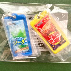 ミニシャカシャカチャームミニチュアマスコットキーホルダー 粉末ジュースのソーダとコーラ味 セットまとめて売り フェイクスイーツ