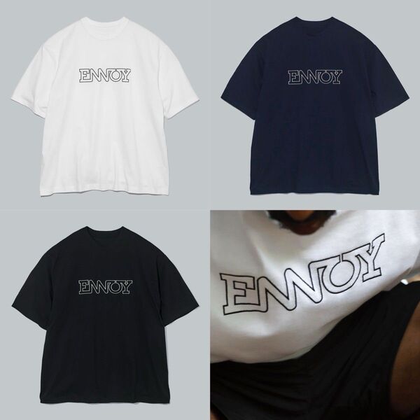ENNOY エンノイエレクトリックロゴTシャツ SS24 ElectricLogo EMB T-Shirt 刺繍 ブラック L