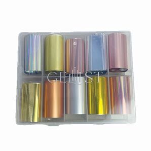 【新品・未使用】GELIST ネイルホイルセット 10色セット ケース付き まとめ売り ネイルアート ジェルネイル セルフネイル