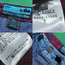 ▲AIGLE x Le Passe-temps Bleu パストンブルー by KATO` 綿/麻 2色ダンガリー素材 クロップド サイクルパンツ M 美品!!!▲_画像6