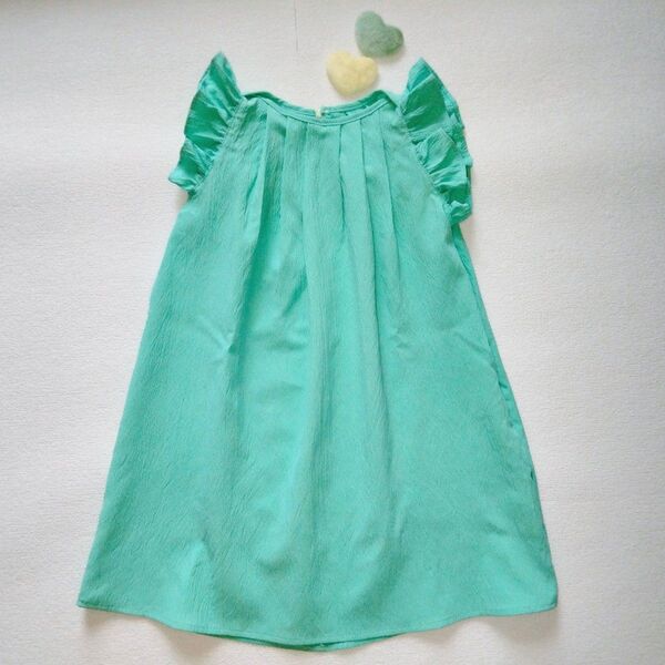 【新品】 女の子 フリル袖 ワンピース 120 サイズ パステルカラー ミント 夏 ガールズ 可愛い おしゃれ