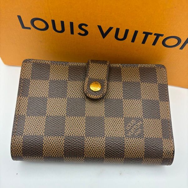 美品 ルイヴィトン ダミエ ポルトモネヴィエノワ がま口財布 LOUIS VUITTON