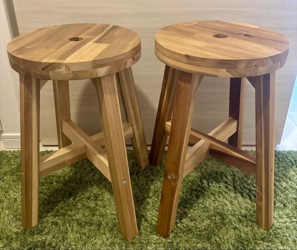 IKEA イケア スコグスタ スツール アカシア材 2脚セット