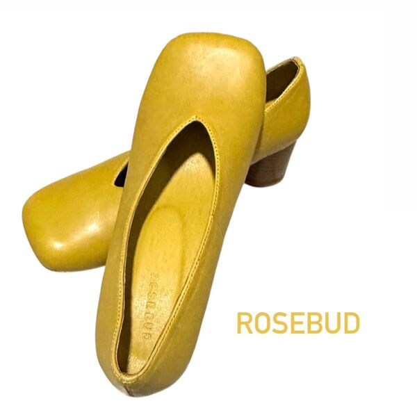 ROSEBUD 本革スクエアパンプス マスタードイエロー 23.5cm未使用 山羊革 美品