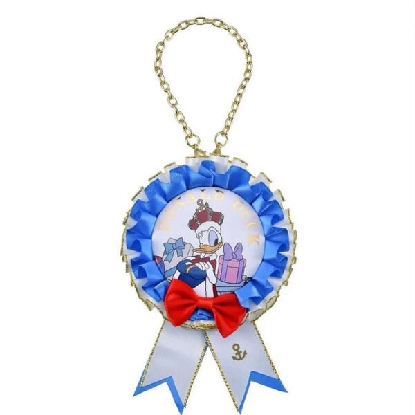 ドナルド 缶バッジ ロゼット チェーン付き DONALD THE KING BIRTHDAY ディズニーストア