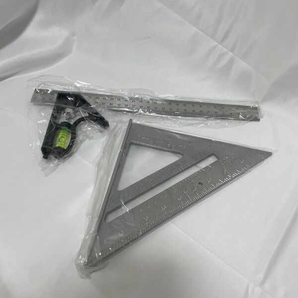 2点セット スコヤ 丸のこガイド 三角 定規 丸鋸 丸ノコ 木工 水平 DIY 直角 工具 家具 お得セット 水平器 日曜大工