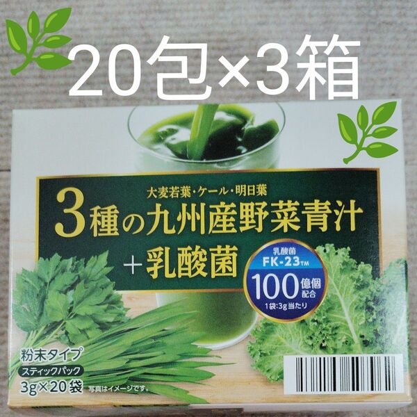 3種の九州産野菜青汁 3g×20包×3箱 +乳酸菌Fk-23