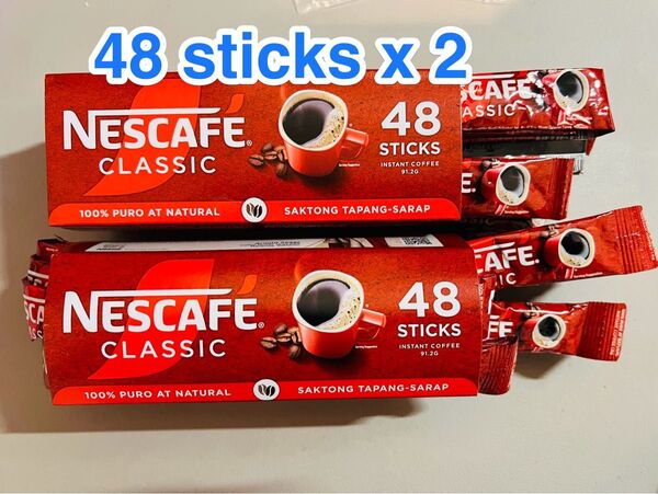 【無糖】NESCAFE ネスカフェ クラシック スティックコーヒー 48本 x 2