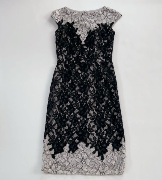 TADASHI SHOJI タダシショウジ 総レースドレス ワンピース スリーブレス ノースリーブ 黒/白 US 0サイズ