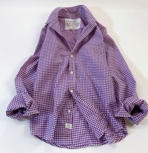 美品Frank&Eileen フランクアンドアイリーン BALLY バリー シャツ スキッパー XS チェック 紫