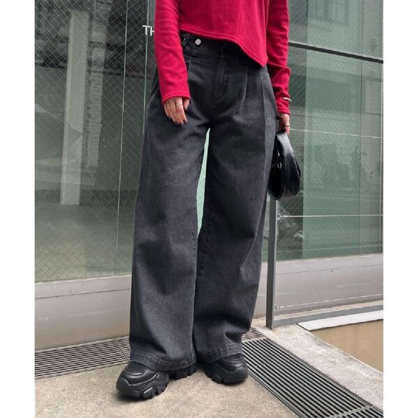 mystic ウエストタックデニム ブラック ジーンズ デニムパンツ 古着